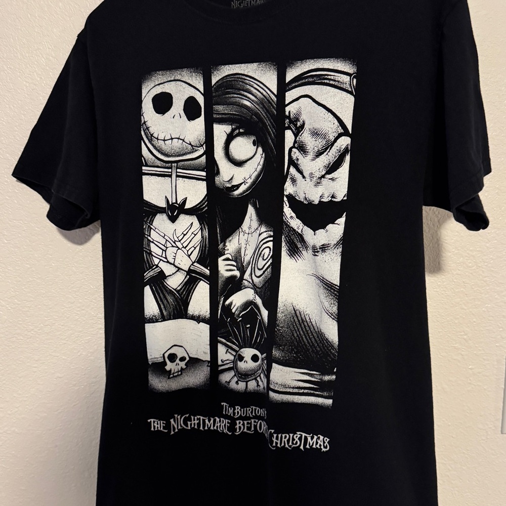Disney Black Short Sleeve Tee with Nightmare Before Christmas Design